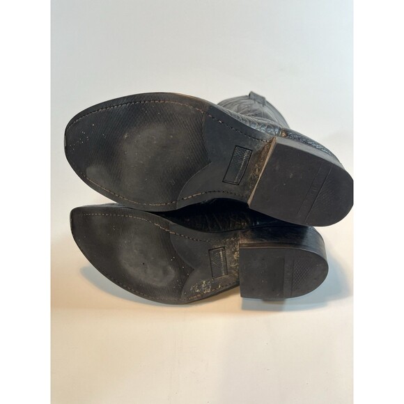 Nocona Cowboy Boots Size 8 E Black Leather Vintage - Picture 7 of 15